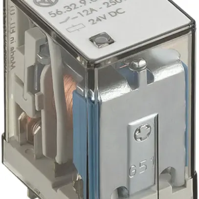 Relais de puissance Finder 56 2C 12A/24VDC AgNi bouton test/LED/diode 