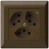 Prise ENC kallysto.line 3×T13 brun avec sécurité enfants 