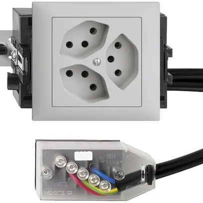 Prise INC EDIZIOdue 3×T13 L2 gris clair, 49…69mm pour Technofil 