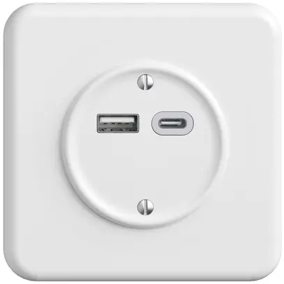 Prise ENC USB 18W type A + type C Feller STANDARDdue QMI 230V 3600mA blanc 