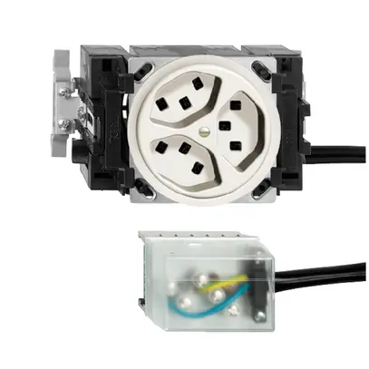 Prise INC 3×T23 16A blanc 53mm L1 FH pour Ecobus power 