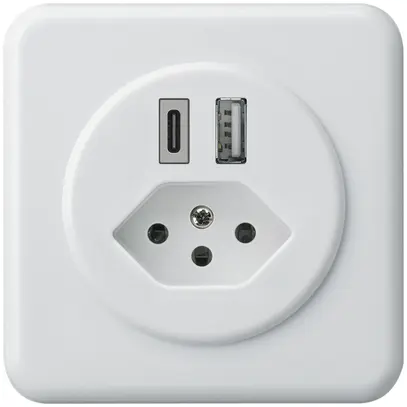 Presa di carica USB INC basico 18W PD 1×tipo A 1×tipo C T13 placca cop&fiss bi 