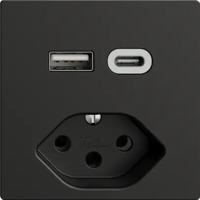 Presa USB tipo A+C + tipo 13 Feller EDIZIOdue F 230V 3000mA nero 