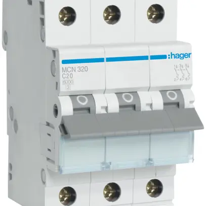 Disgiuntore Hager MCB 3P 415V tipo C 20A Icn 6kA 3UM 