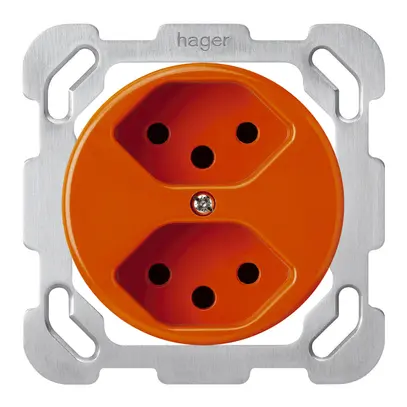 Insert pour prise ENC basico 2×type 13S avec plaque de fixation orange 