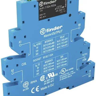 Relè accoppiam.AMD Finder 39 MasterOUTPUT, 1Ch 6A/6VDC SSR morsetti a vite 