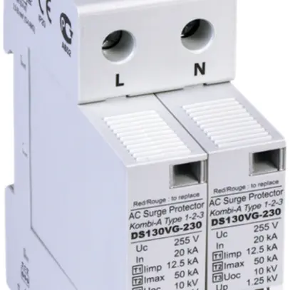 Parafoudre Flury DS 130VGS-230 type 1+2+3, 2-pôles 