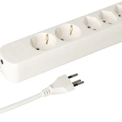 Prise multiple MH Basic-Line 3×T13/2×Schuko 3×1mm² 1.5m blanc 