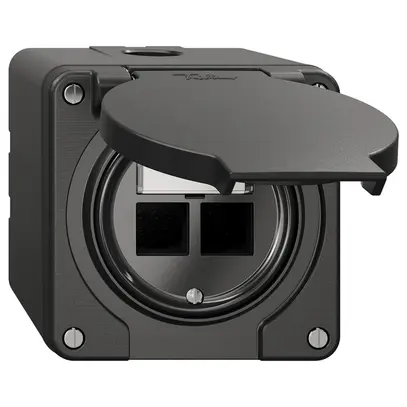 Kit de montage NAP Feller S-One EASYNET, pour 2×RJ45, hauteur 64 mm, noir 