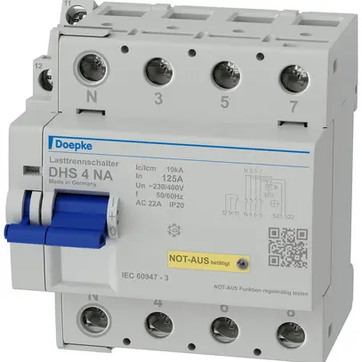 Sezionatore di carico con ARRESTO DI EMERGENZA AMD Doepke DHS 4 NA 3LN 125A 10kA 