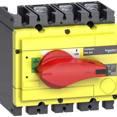 Interupteur de charge Schneider INS 3L 160A avec poignée rotative rouge/jaune 