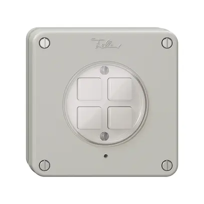 Poussoir KNX NUP 4× NEVO RGB avec sonde de température, gris clair 