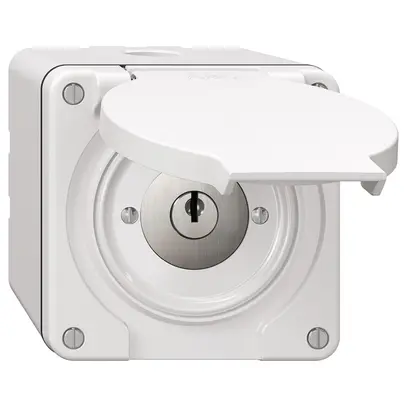 NAP-Schwenktaster NEVO, mit Schloss&2 Schlüsseln, KS, 0<->1, weiss 