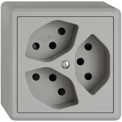 Presa AP EDIZIO.liv SNAPFIX® 3×T13 con shutter grc 