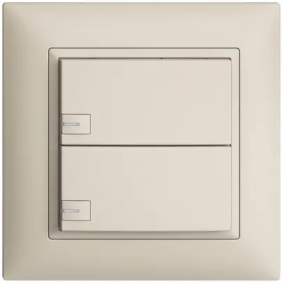 Poussoir univ. ENC 2×1t bornes enf. EDIZIOdue crema, avec LED 