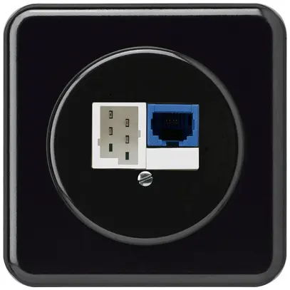 Inserto per presa INC DSL basico 1×RJ45/1×T+T nero 