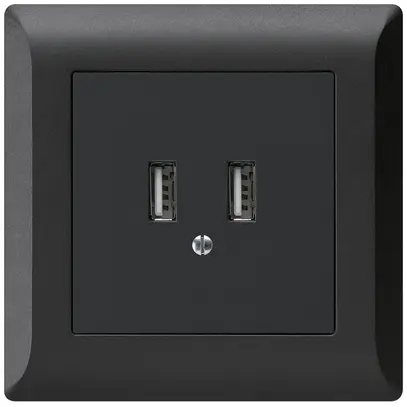 UP-USB-Ladesteckdose Hager kallysto.line 240V 2400mA schwarz 