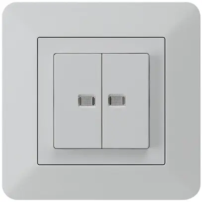 Interruttore pulsante luminoso INC kallysto.trend 1/3+3/1 2 lenti grigio chiaro 
