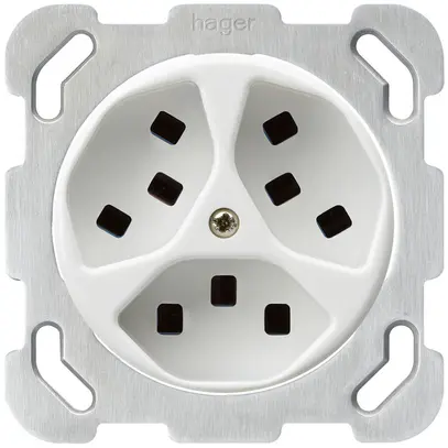 Prise ENC Hager basico 3×type 23 B blanc 