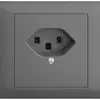 Prise INC EDIZIOdue T23 16A gris foncé, bornes à vis 