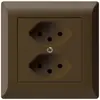 Prise ENC kallysto.line 2×T13 brun avec sécurité enfants 