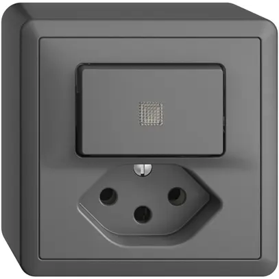 Combinaison lum. AP A-R/1L+T13 EDIZIOdue gris foncé, lentille LED jaune 