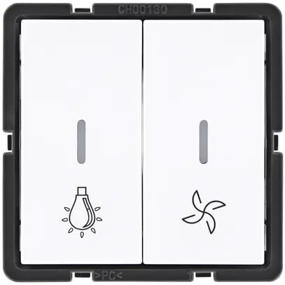 Interrupteur à poussoir pour lumière et ventilation MOS illuminable bc 