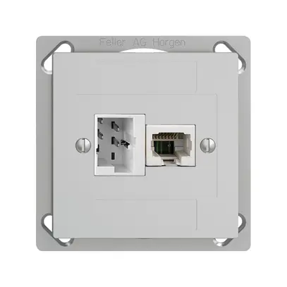 Presa INS 1×T+T,1×RJ45/u 4P EDIZIOdue ITplus ITM grigio chiaro 