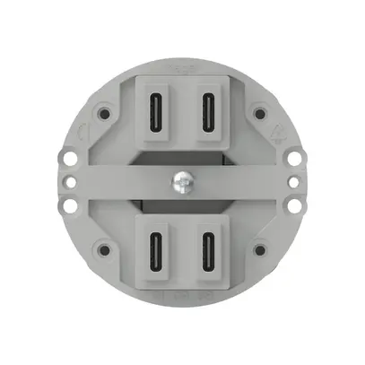 Prise de charge USB Hager 2×C-C 2×20W ou 4×10W 5V aluminium 