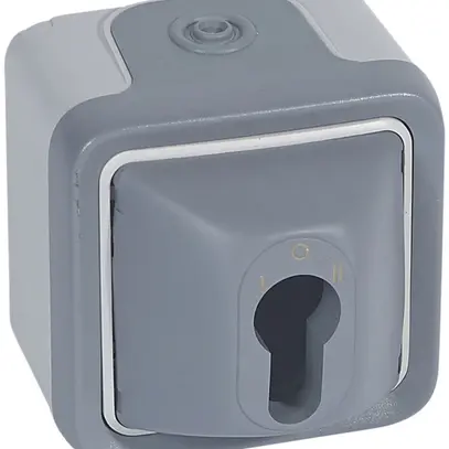 AP-Drehschalter PLEXO 1-0-2 mit Sicherheitsschloss grau 