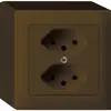 Prise AP kallysto 2×T13 brun avec sécurité enfants 