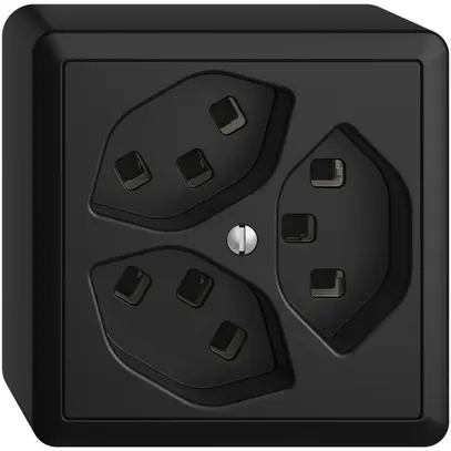 Prise AP 3×T23 16A EDIZIOdue noir avec bornes enf. 