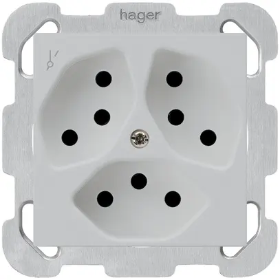 Presa INC kallysto 3×T13/1S grigio chiaro con piastra di fissaggio 