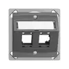 Kit montaggio INC Edue, con cappa di uscita obliqua, per 2×RJ45, grigio scuro 