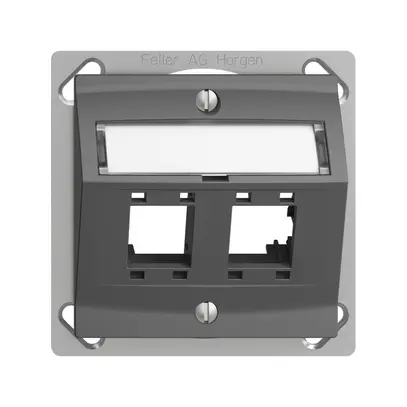 Kit montaggio INC Edue, con cappa di uscita obliqua, per 2×RJ45, grigio scuro 