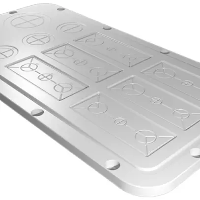 Placca passacavi Rittal AX, prestampaggio metrico, 436×221mm, mat.sintetico 