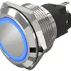 Tasto a pulsante luminoso EAO 82 1COM 24V raccordo spina piat.Ø22mm cliccato blu 