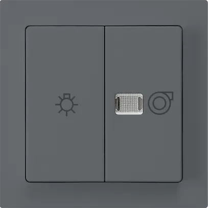 Leuchtdruckschalter kallysto 1/1L anthrazit mit Symbol Licht+Ventilation 