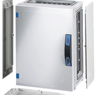 Apparategehäuse Hensel FP 0251 grau leer mit Türe geschlossen 276×366×186mm 