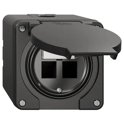 Kit de montage NAP Feller freenet, pour sortie droite, double, noir 