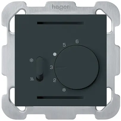 Termostato INC Hager kallysto B, con interr.di riscald./raffred., nero 