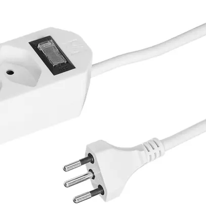 Presa multipla COMPACT 1.5m 2×T13 con interruttore, bianco 
