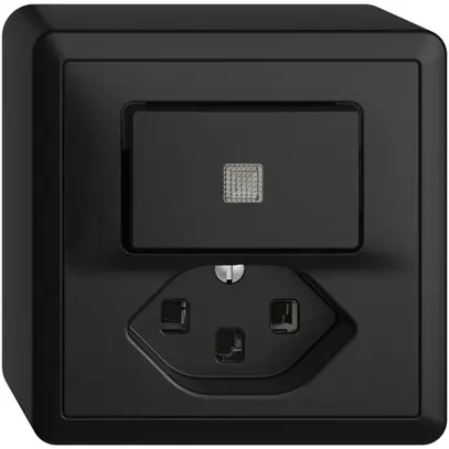 Comb. lum. AP A-R/1L+T23 EDIZIOdue nero con lente, LED giallo 