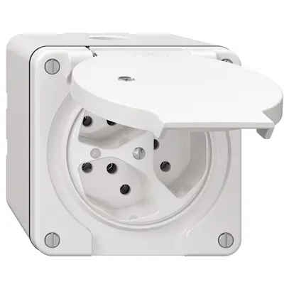 Prise NAP NEVO, 3×T13, IP21, a.LED, blanc 