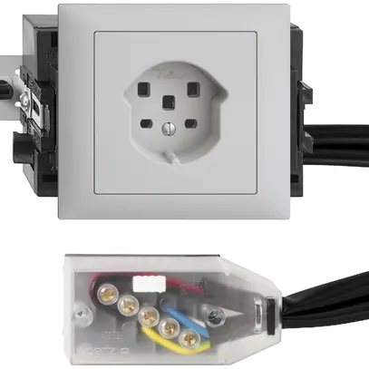 Presa INS EDIZIOdue T25 16A grigio chiaro, 53mm per cavo piatto Technofil 