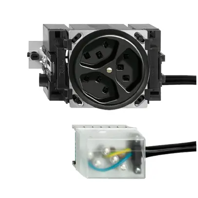 Presa INS 3×T23 16A nero 53mm L2 FH per Ecobus power 