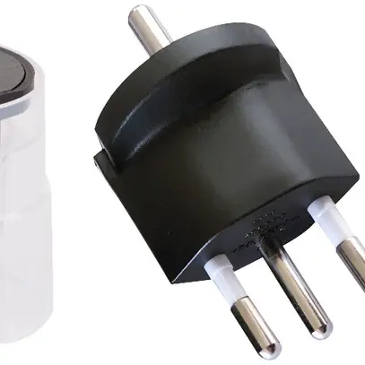 Adattatore fisso MH 3L 10A 230VAC Schuko/T12 CEE7/7-CH T12, nero c.gomma 