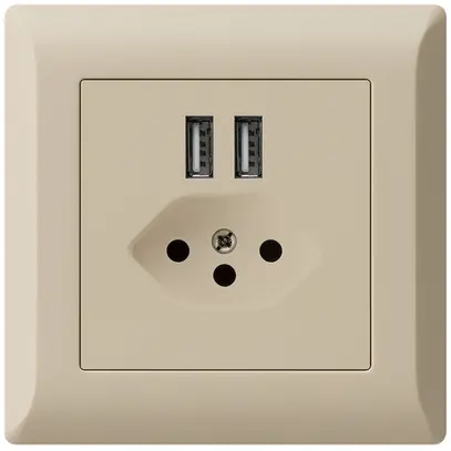 Prise ENC 2×USB & T13 kallysto.line 2400mA beige 