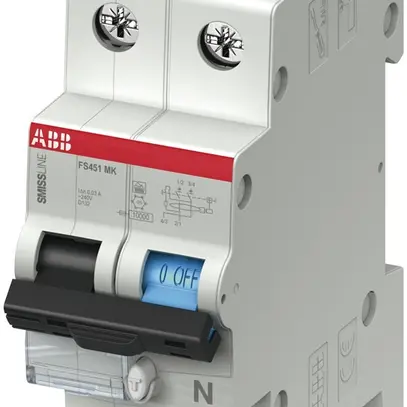 Disjoncteur diff. SMISSLINE CLASSIC 10A/300mA C 1LN 10kA légèrem. retardé type F 