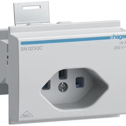 Prise INC Hager type 23 pour montage DIN avec bornes enfichables gris 